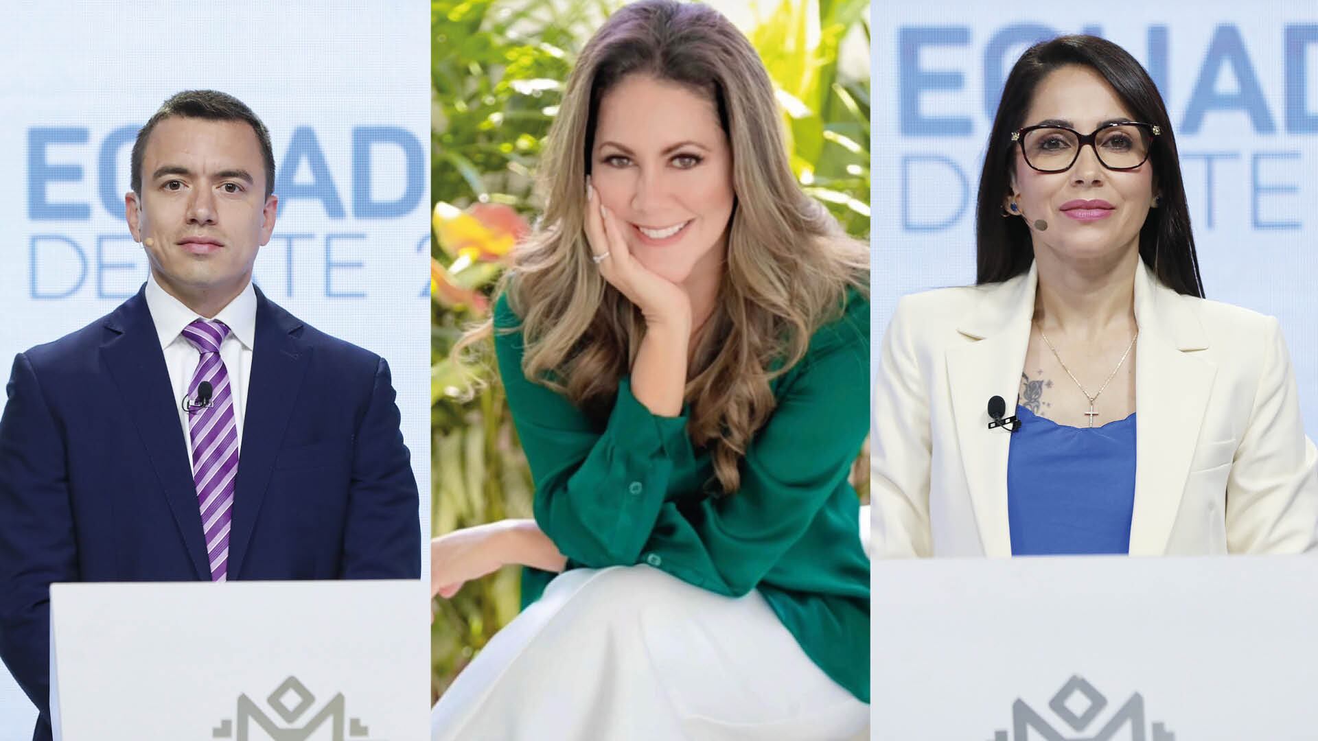 Denisse Molina, Daniel Noboa y Luisa González