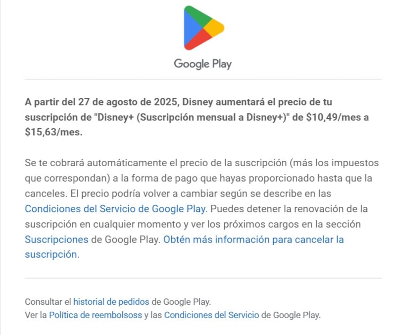 Mensaje enviado por Google Play.