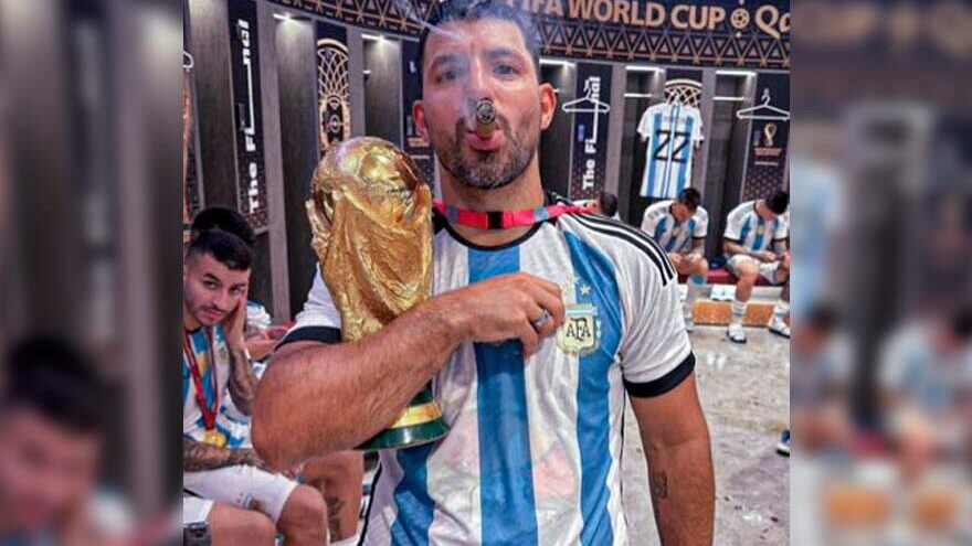 El Kun Agüero durante el festejo en el Mundial