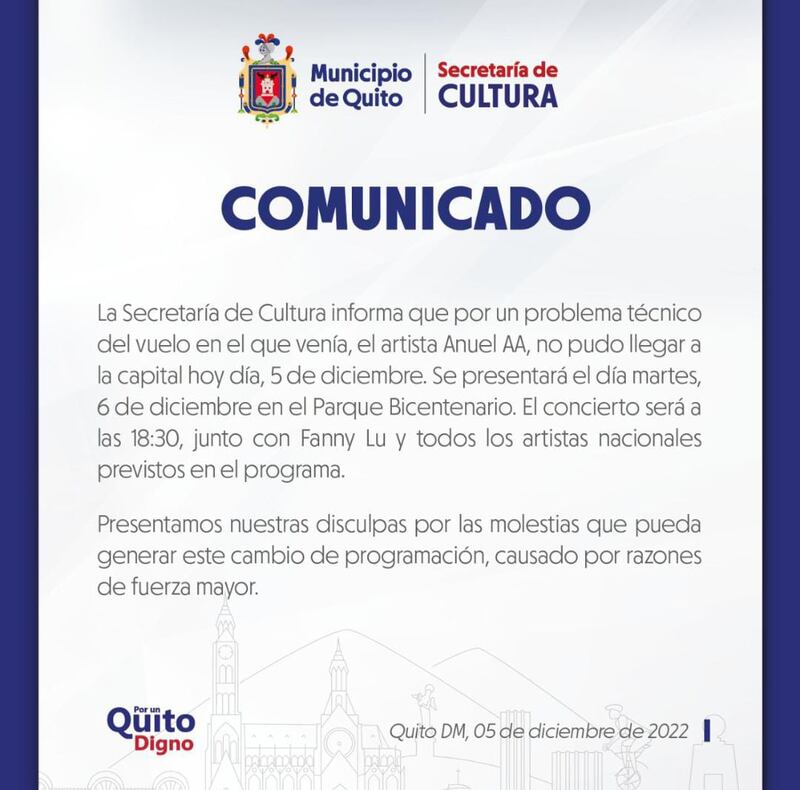 Comunicado de la Secretaría de Cultura