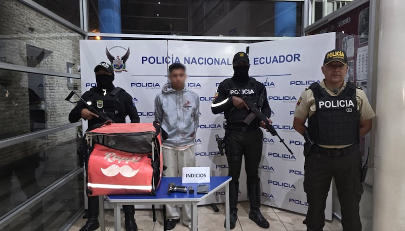 Video: capturan a delincuente que sembraba zozobra en Cumbayá con fachada de delivery. Foto: Policía Nacional