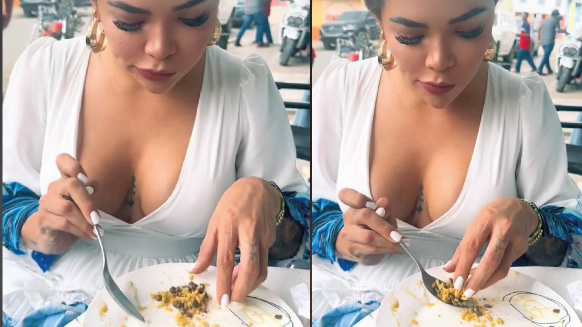 Alcaldesa Mafer Vargas come con los dedos y las redes estallan de críticas