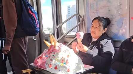 Mujer sorprende vendiendo espumilla en pleno tren de Estados Unidos