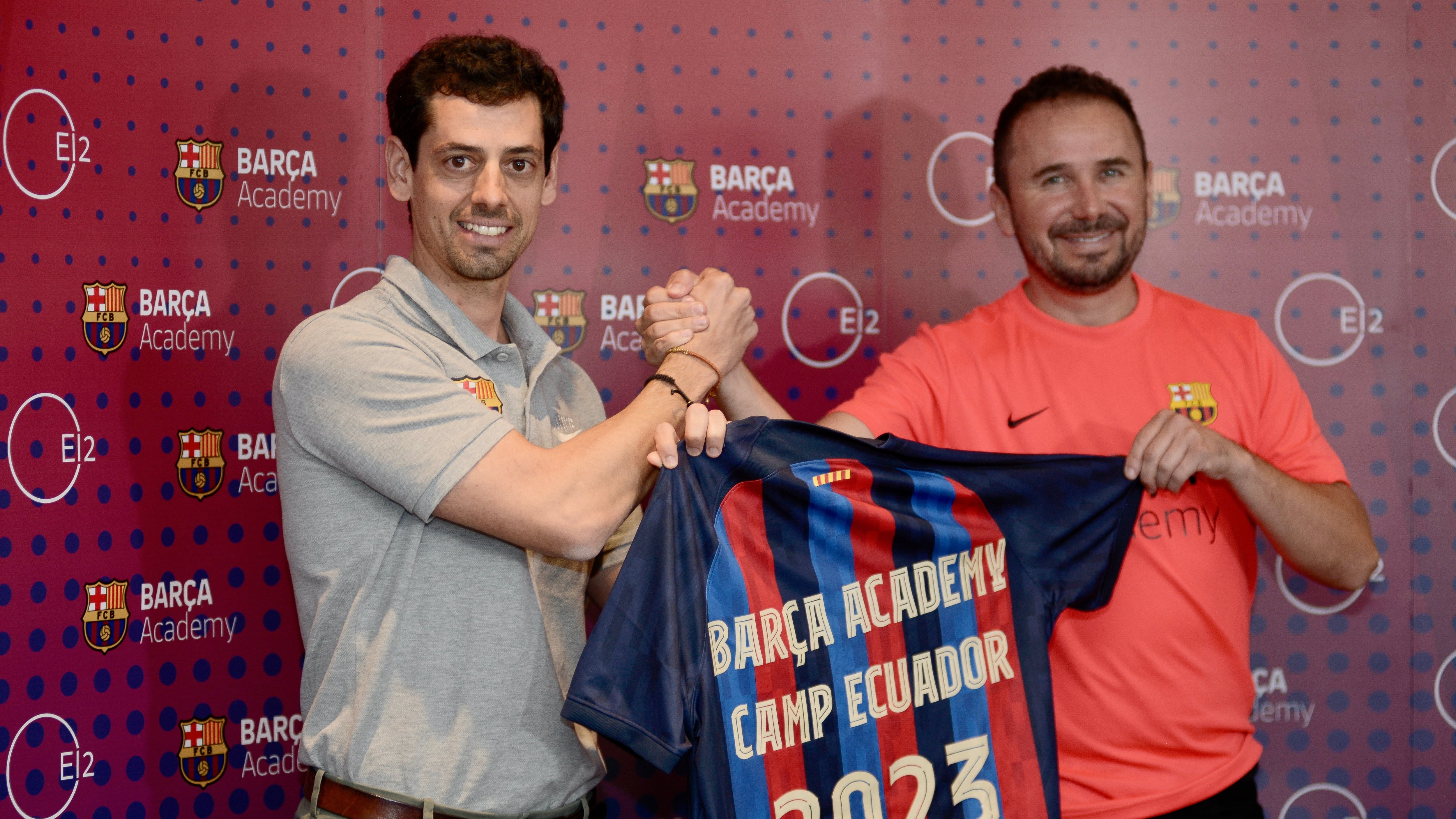 Pau López, Project Executive BARÇA Academy para América y Diego Sarrade, Director de EI2, Partner Oficial de Barça Academy Ecuador.