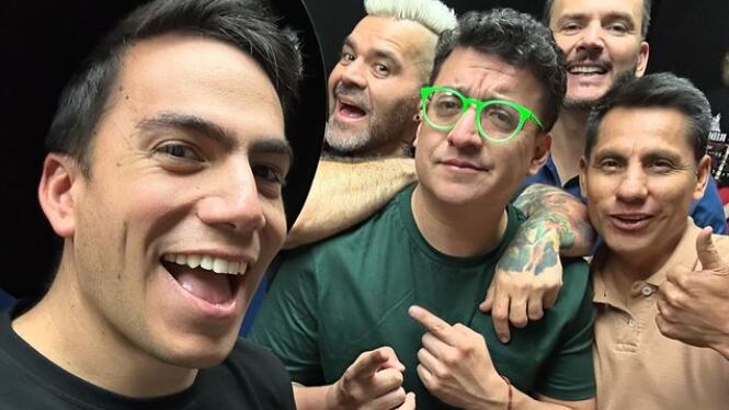Damián Bernal, ‘El Champ’, Jerónimo Meneses, ‘Ave’ Jaramillo, Christian Norris, Jefferson Pérez  en las grabaciones de MasterChef Celebrity Ecuador