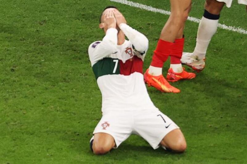 El llanto de Cristiano Ronaldo tras perder con Marruecos