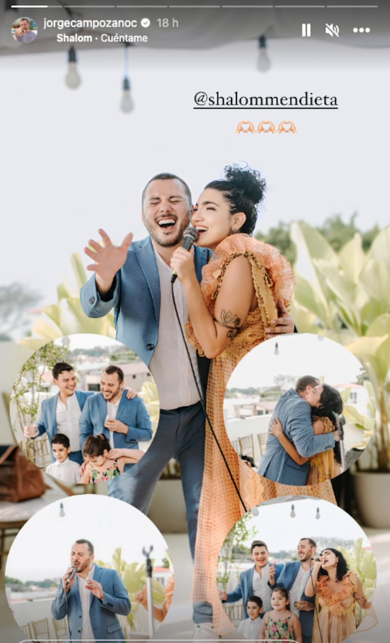 Shalom Mendienta canta en la boda de Jorge Campozano. Historia de IG (@jorgecampozanoc)