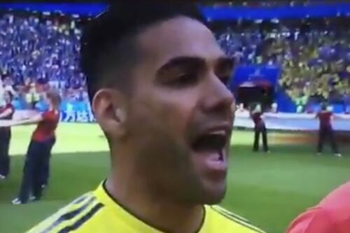 La emoción de Radamel Falcao García en el himno de Colombia
