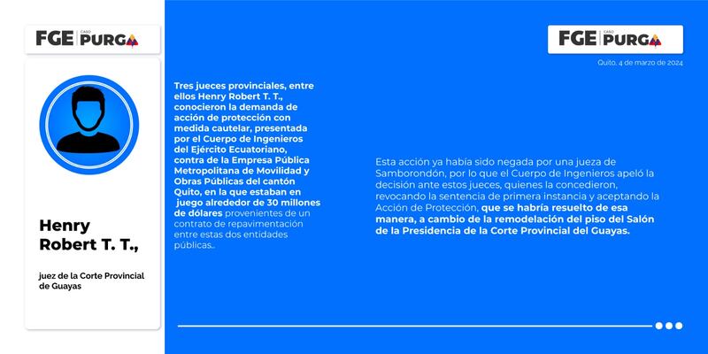 El rol en el Caso Purga de Henry Robert T. T., juez de la Corte Provincial de Guayas.