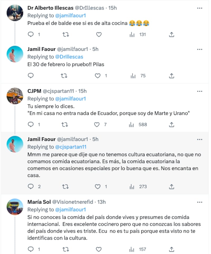 Respuestas de Jamil de MasterChef