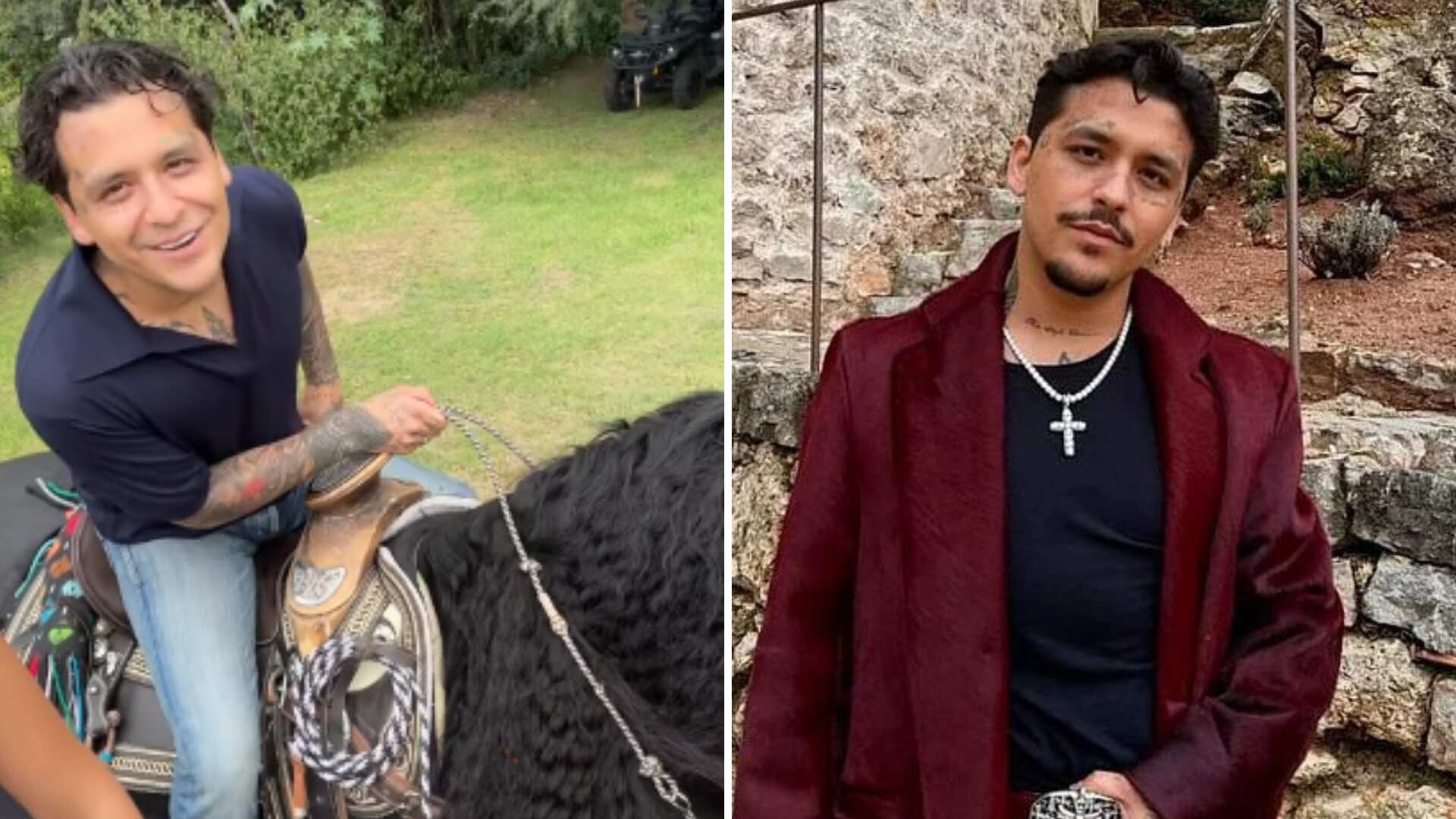 Christian Nodal se cayó en pleno concierto.