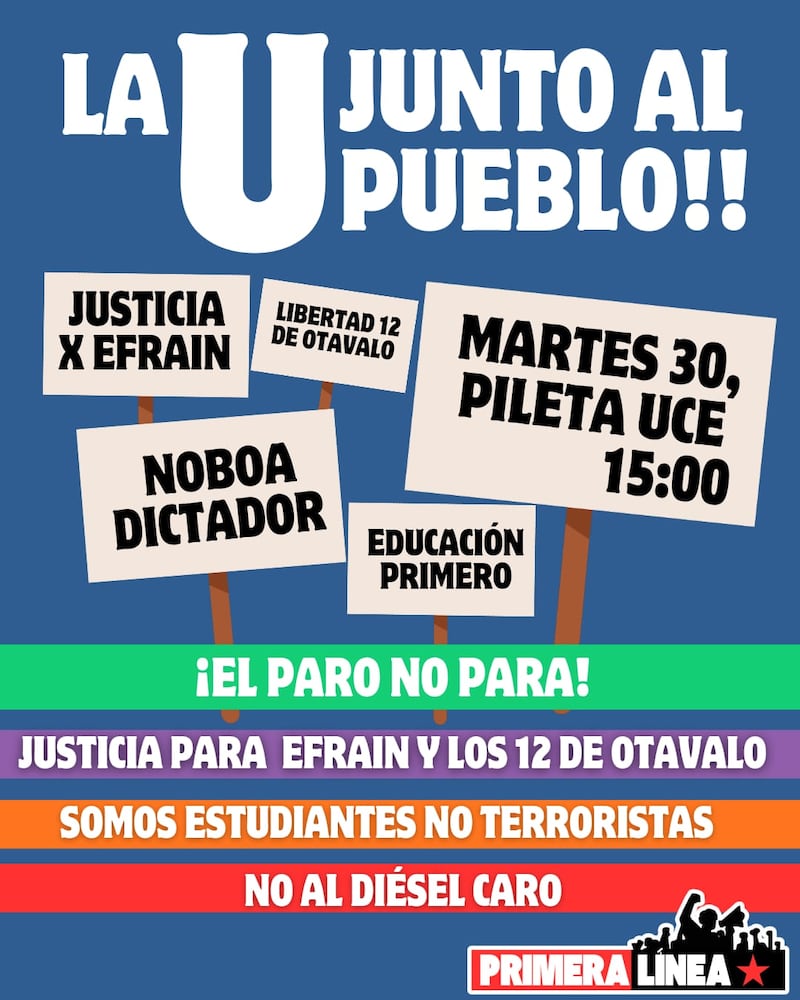 Estudiantes y organizaciones sociales se movilizarán este martes 30 de septiembre en Quito.
