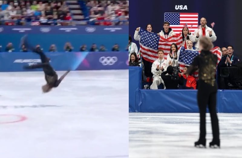 Ilia Malinin ejecuta el salto mortal hacia atrás durante los Juegos de Invierno Milán-Cortina 2026