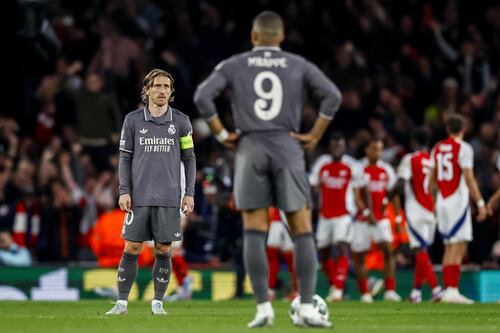 La cara de Mbappé después de la goleada del Arsenal en Champions League