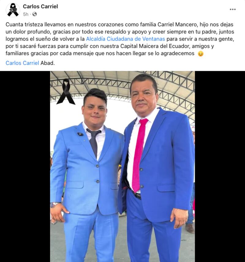 Muere el hijo del Alcalde de Ventanas