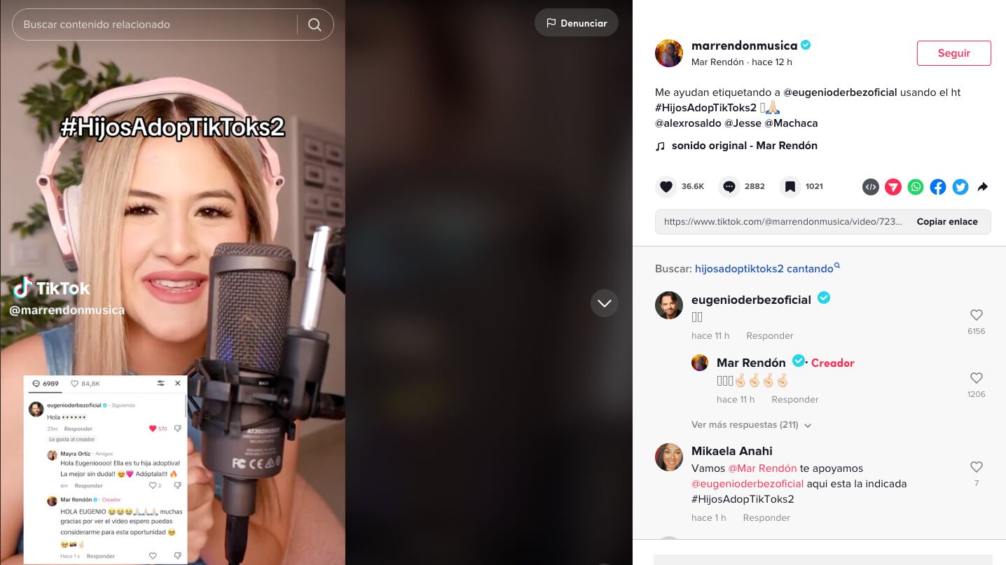 Mar Rendón quiere ser la 'hija adoptiktok' de Eugenio Derbez
