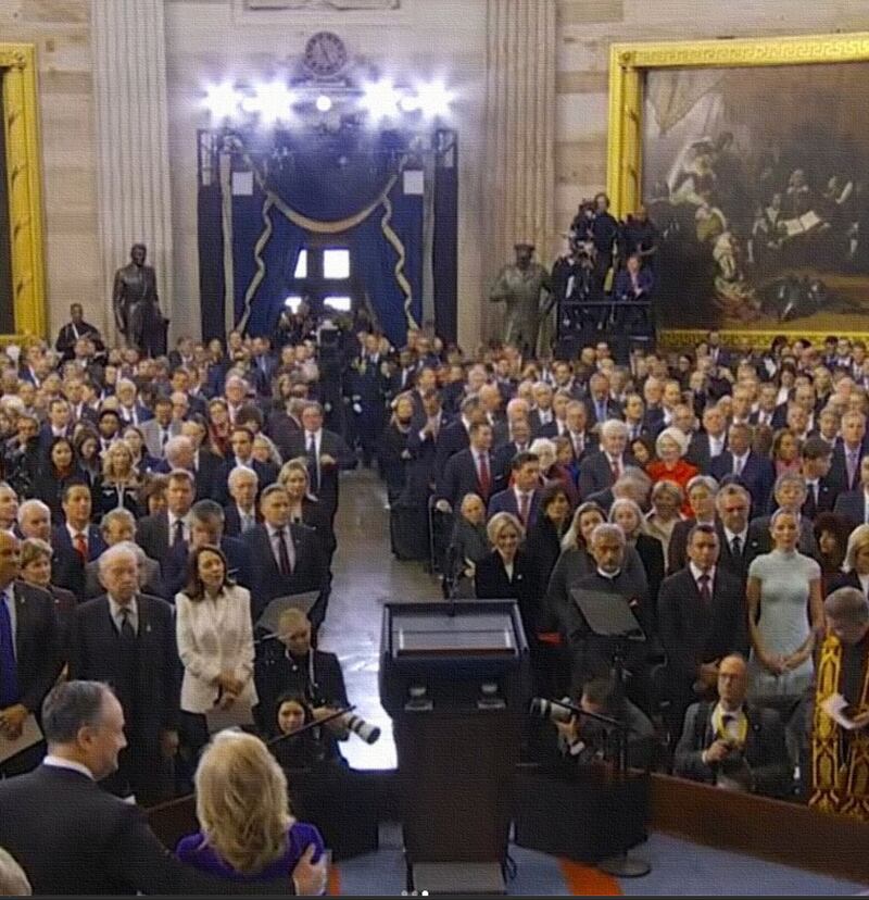 Daniel Noboa y Lavinia Valbonesi en la posesión de Donald Trump