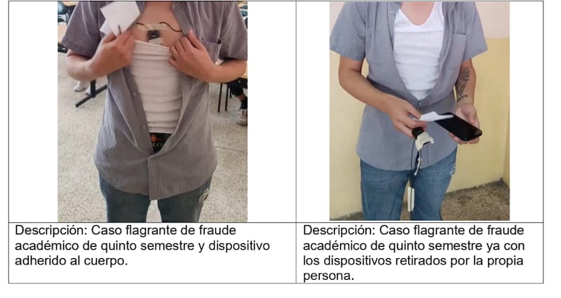 Encuentran celulares, micrófonos y chats activos durante examen en la Facultad de Medicina de la U. Central. Captura de pantalla del informe