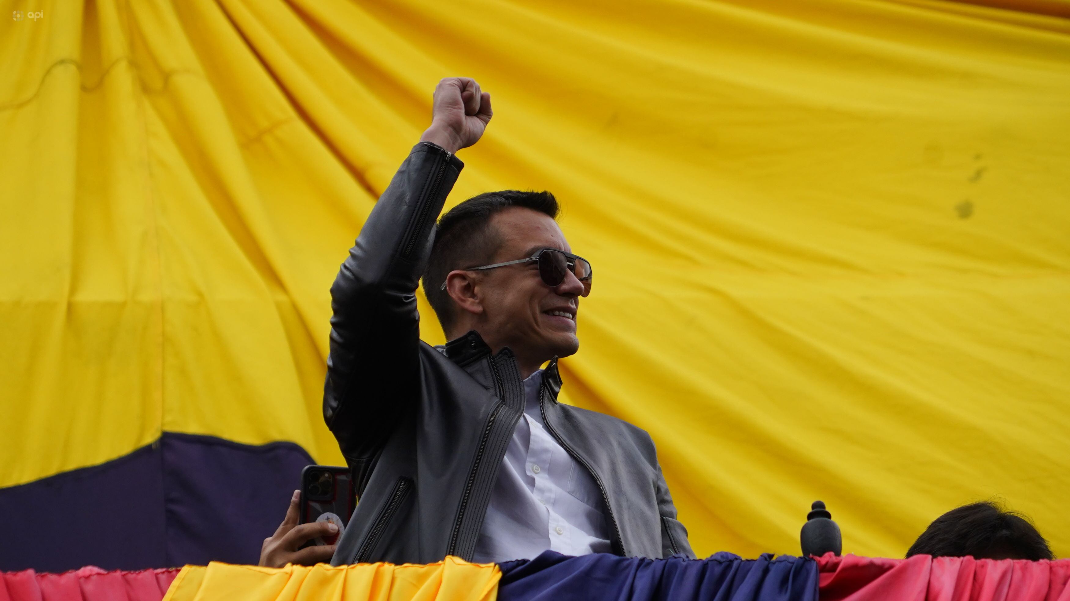 Plantón "No más Pillos" simpatizantes del gobierno se Daniel Noboa se dan cita en la plaza de la independencia, frente al palacio de Carondelet donde muestran su apoyo a la candidatura del actual presidente.
