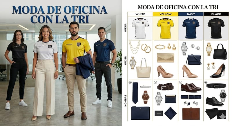 looks para apoyar a Ecuador en la oficina durante el Mundial
