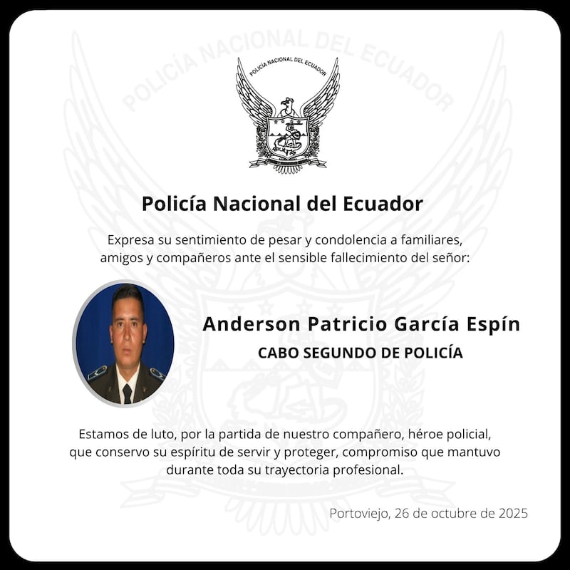 Cabo segundo de la Policía pierde la vida en accidente de tránsito durante operativo en Portoviejo