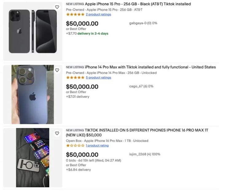Precio de iPhones en eBay.