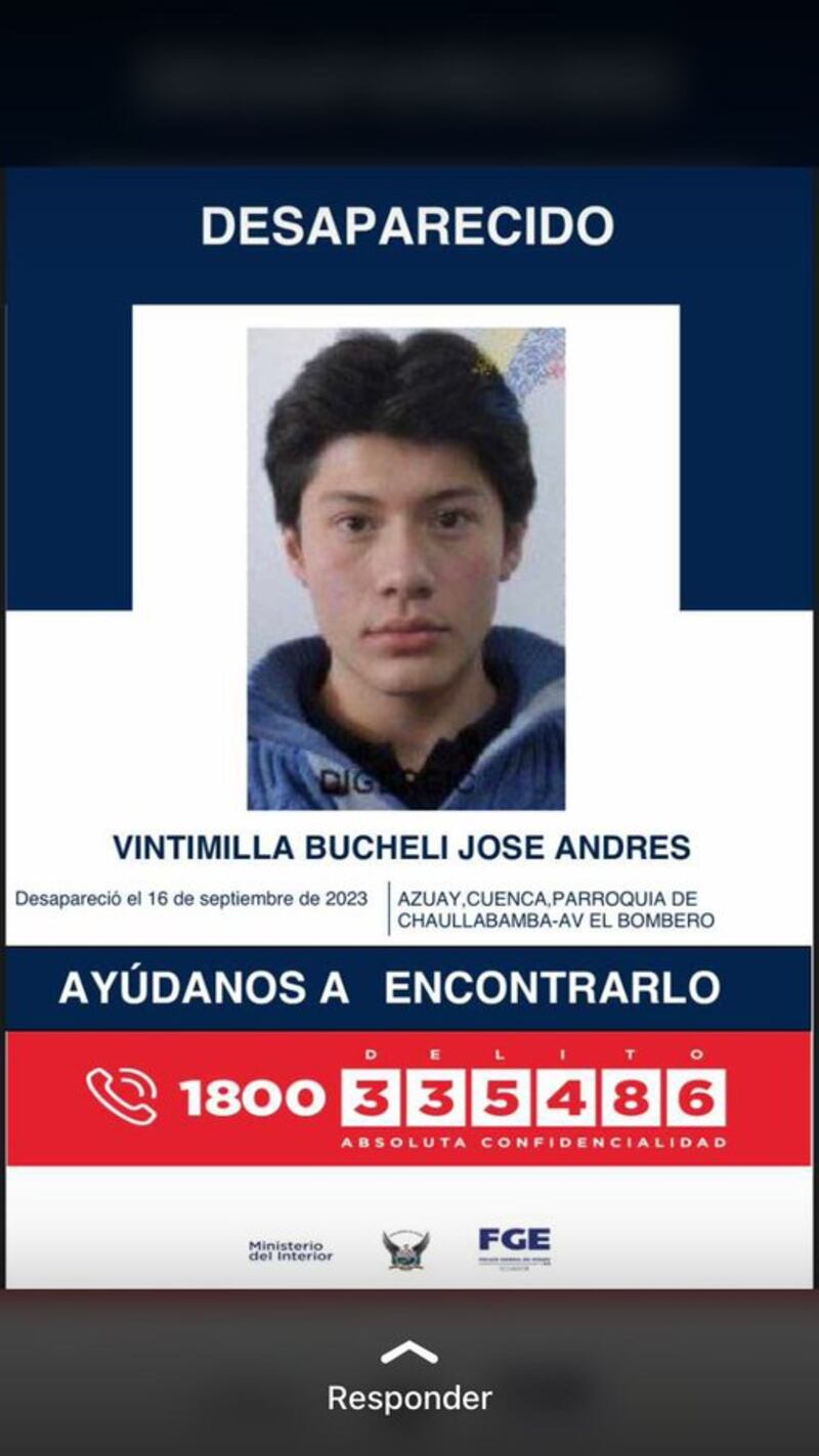 José Andres Vintimilla desaparecido en Cuenca