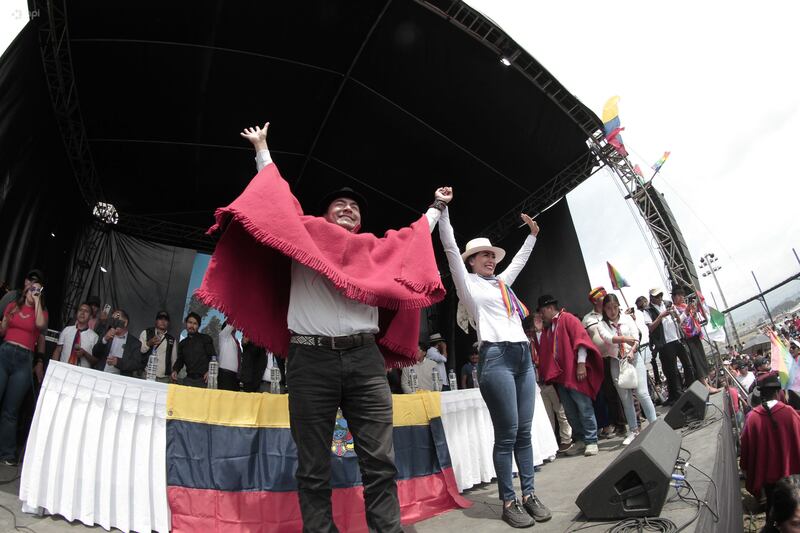 Leonidas Iza y Katiuska Molina