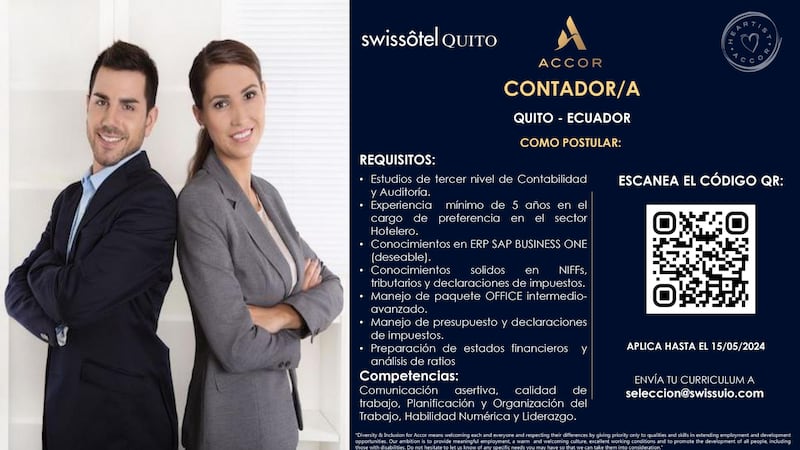 Ofertas de trabajo en Swissôtel Quito