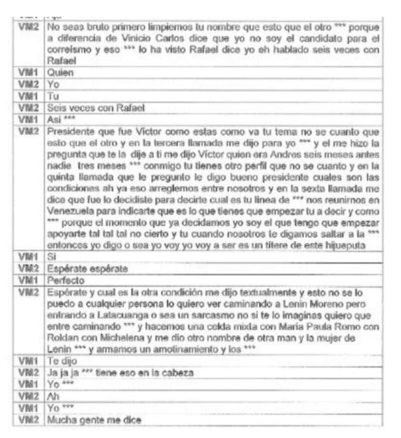 Conversación liberada dentro del caso Encuentro