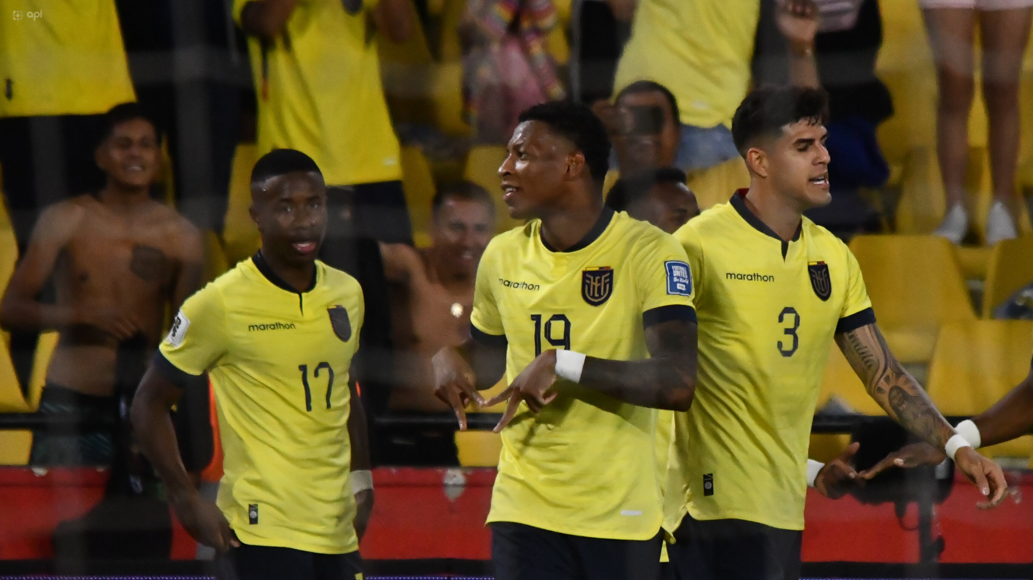 Gonzalo Plata festeja su gol con Ecuador ante Bolivia