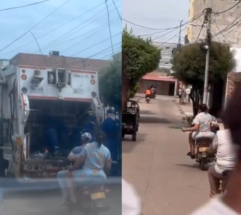 madre persigue camión basura