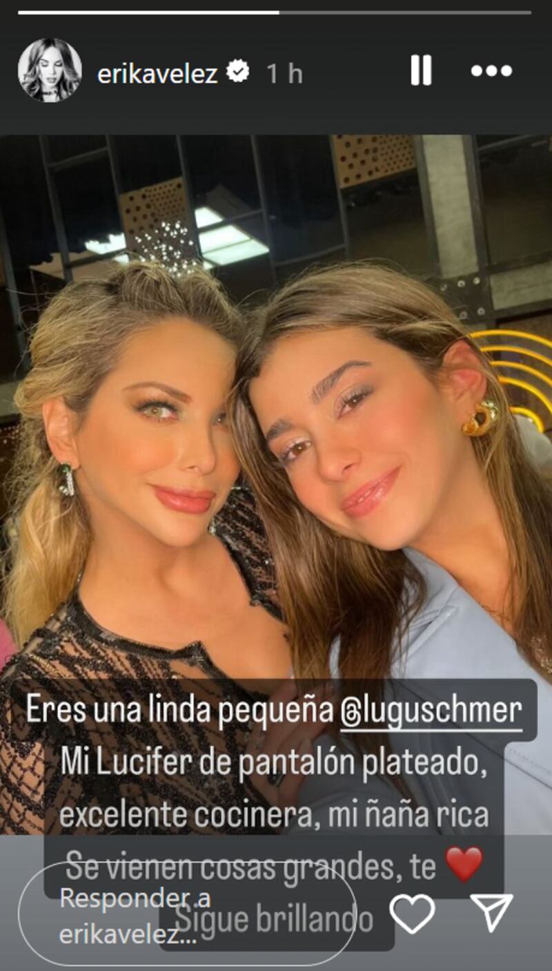 Historia de Instagram de Erika Vélez.