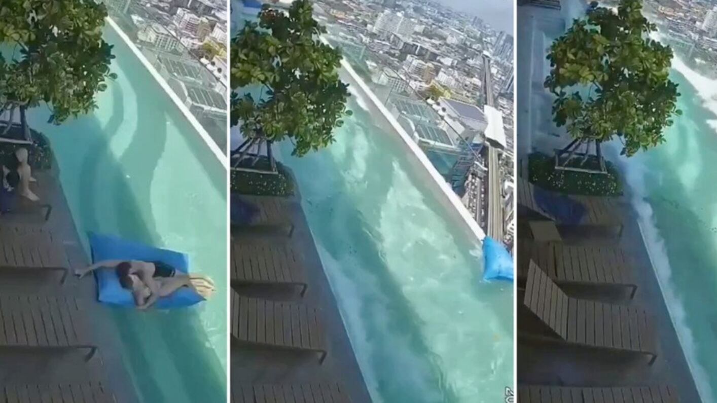 Así se vivió el terremoto desde la piscina de un rascacielos en Bangkok (Tailandia)