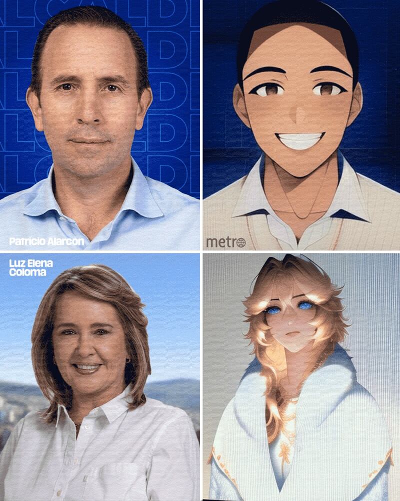 Así se ven los candidatos a la alcaldía de Quito al estilo anime, según la Inteligencia Artificial