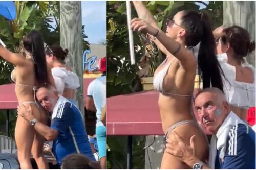 Abuelo argentino se metió el festejo más ‘tranqui’ de todos con su amiga en bikini