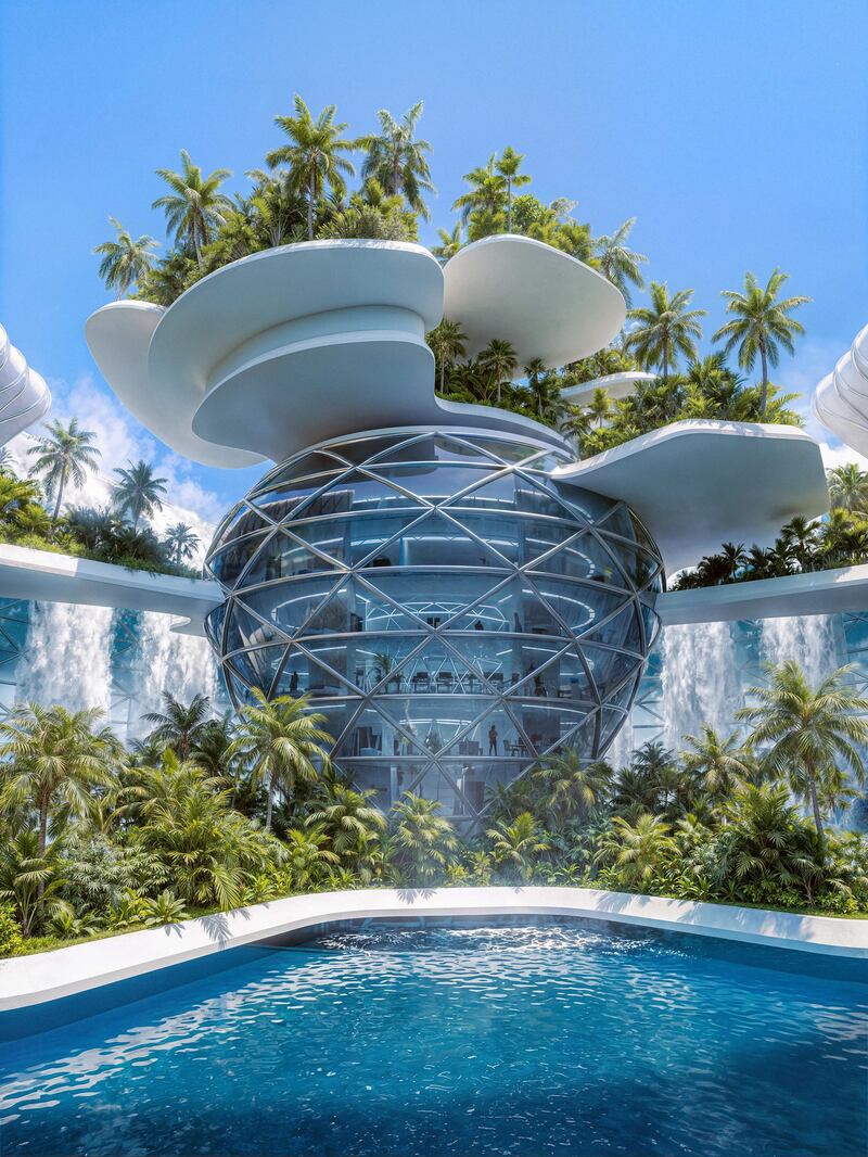 La Baobab Waterfall, un proyecto conceptual para Madagascar, busca generar energía, impulsar el desarrollo social y promover la sostenibilidad. Foto: Ahmad Eghtesad.