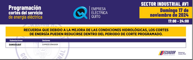 CORTE DE LUZ SECTOR INDUSTRIAL DOMINGO 17 DE NOVIEMBRE