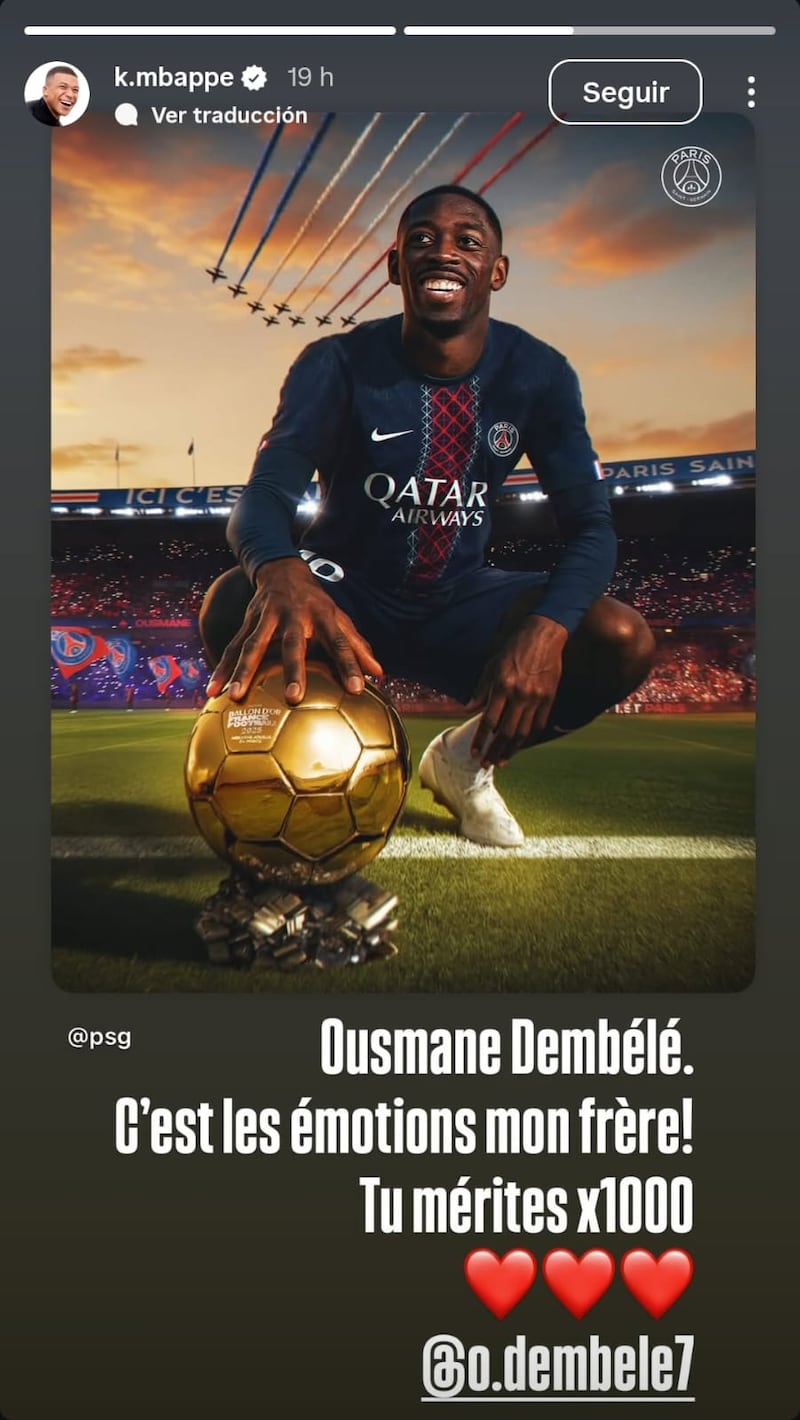 Mbappé felicitó a su compatriota por recibir el premio