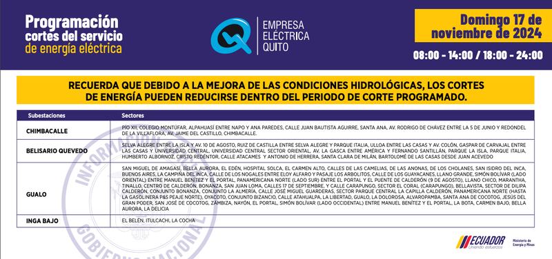 CORTE DE LUZ DOMINGO 17 DE NOVIEMBRE