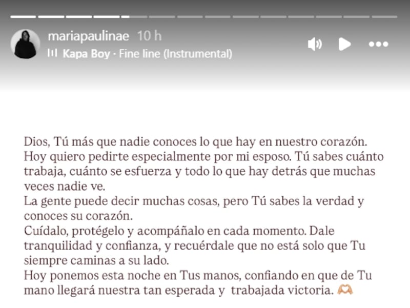 Mensaje de la esposa de Chito Vera.