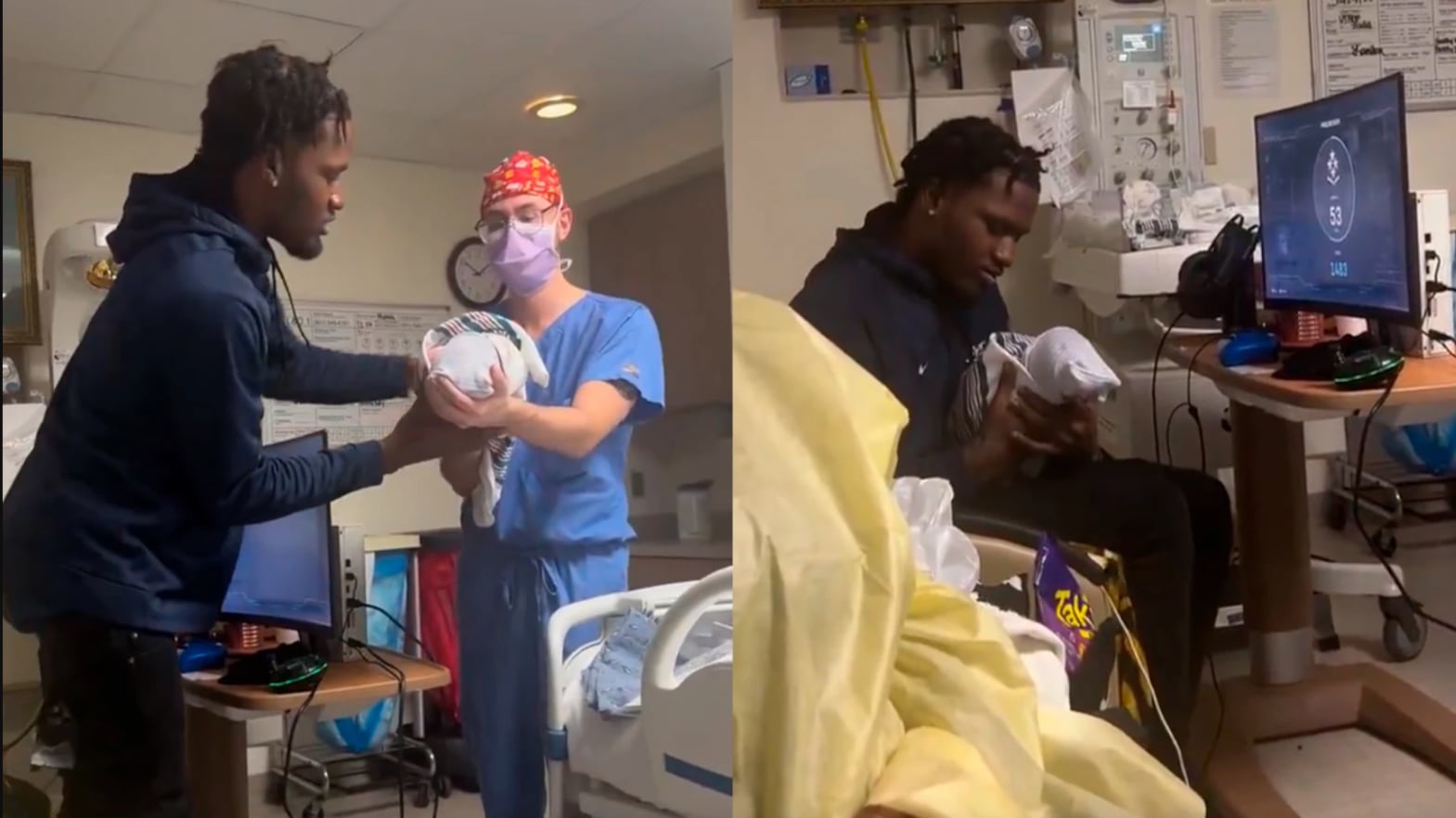 Un padre juega videojuegos en pleno parto y el video da la vuelta al mundo