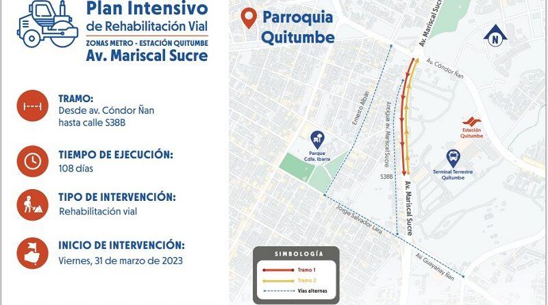 ¡PILAS! Comienza la repavimentación en la av. Mariscal Sucre, sector Quitumbe, sur de Quito