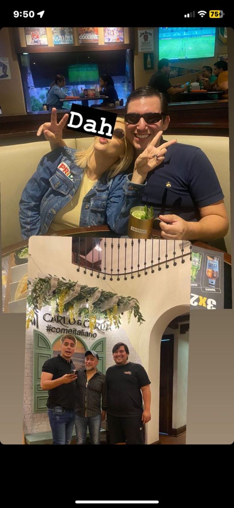 Captura de pantalla de las historias de Arianna Mejia