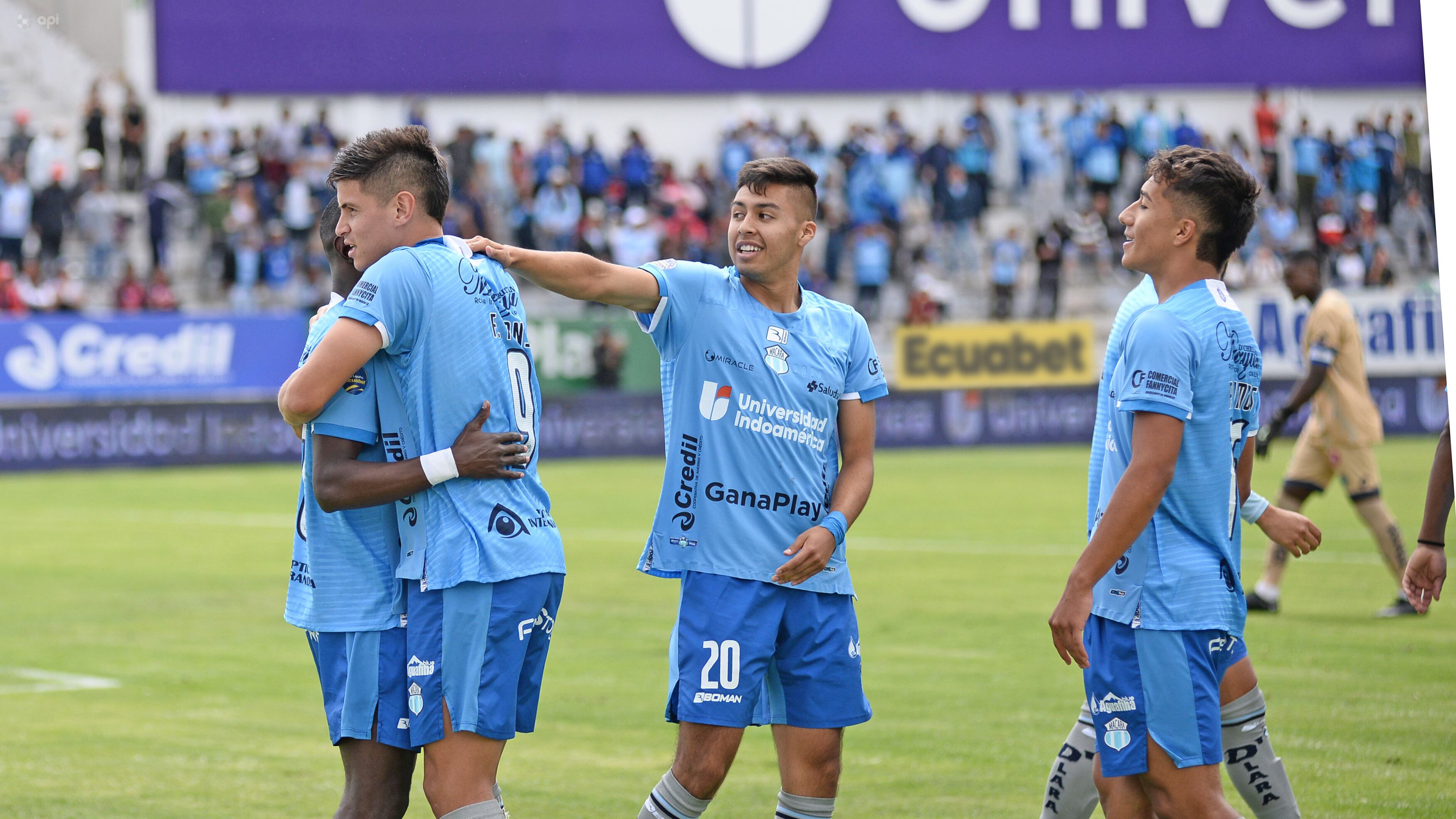 Festejo de gol del Macará en Liga Pro