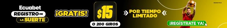 Ecuabet - Registro de la suerte - $15 o 200 giros gratis