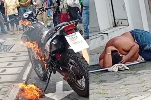 Delincuentes fueron linchados y su motocicleta incendiada en el norte de Quito