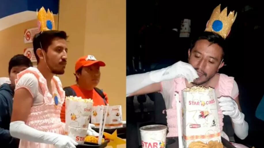 Fue disfrazado al estreno de la película de Mario