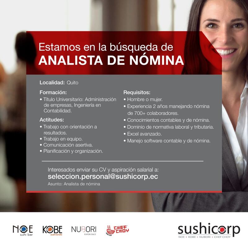 Vacante en Sushicorp