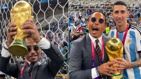 El chef Salt Bae con la Copa del Mundo en Qatar 2022